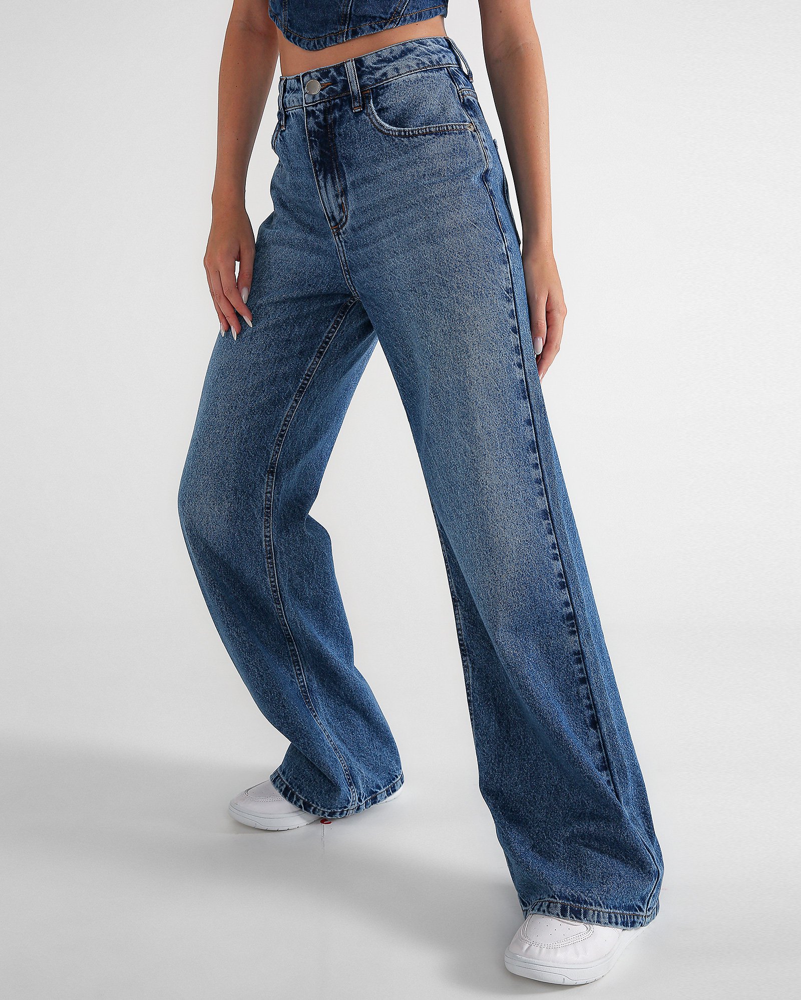 Riachuelo | Calça jeans feminina wide leg estonada denim escuro | Pool ...