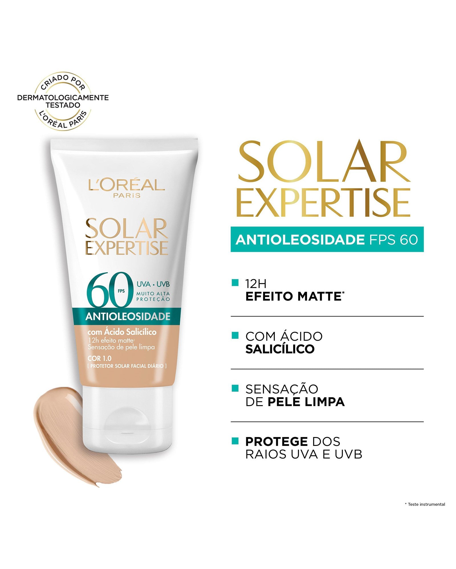 Protetor solar antioleosidade cor 1.0 FPS60 40g | Loreal Paris