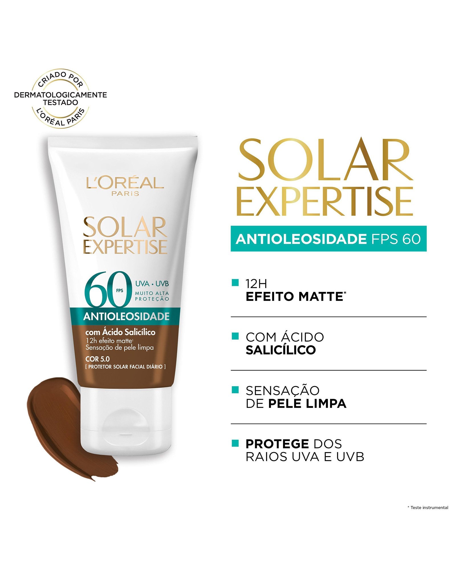 Protetor solar antioleosidade cor 5.0 FPS60 40g | Loreal Paris