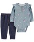 Conjunto longo 2 peças bebê floral azul | Carter's
