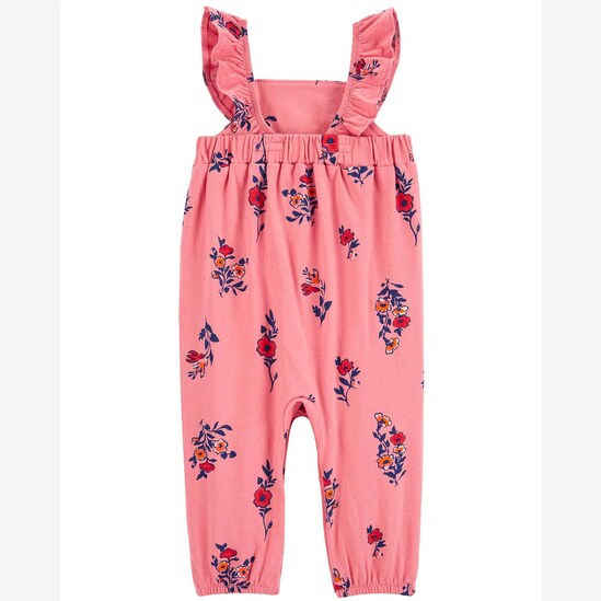 Macacão bebê floral alça com babado rosa | Carter's