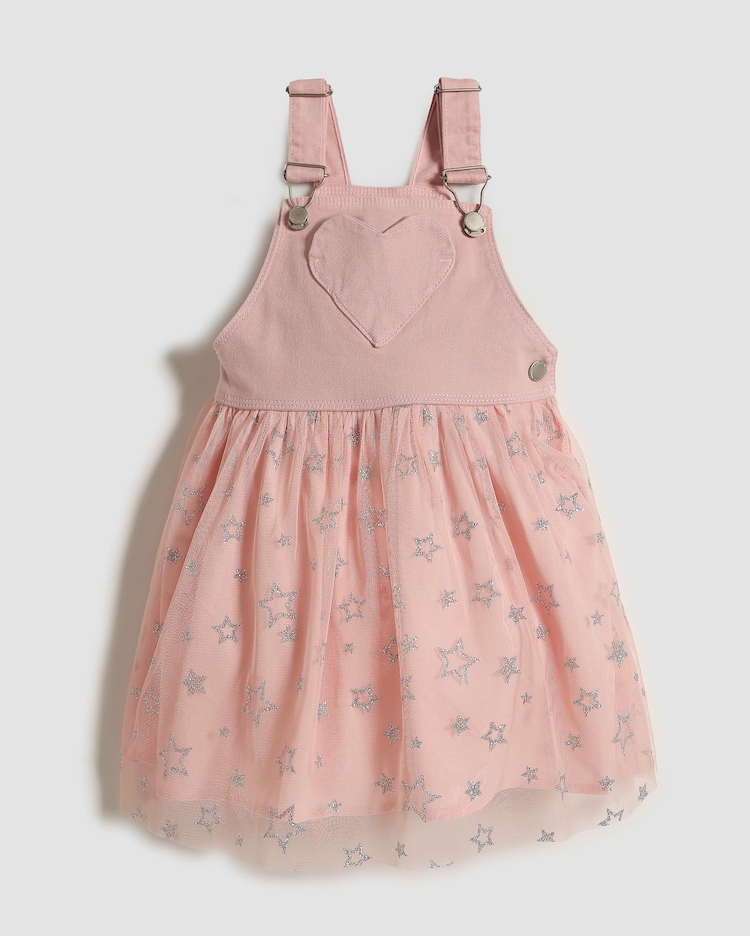 Riachuelo Jardineira infantil tule com estrelas 1-4A rosa Pool