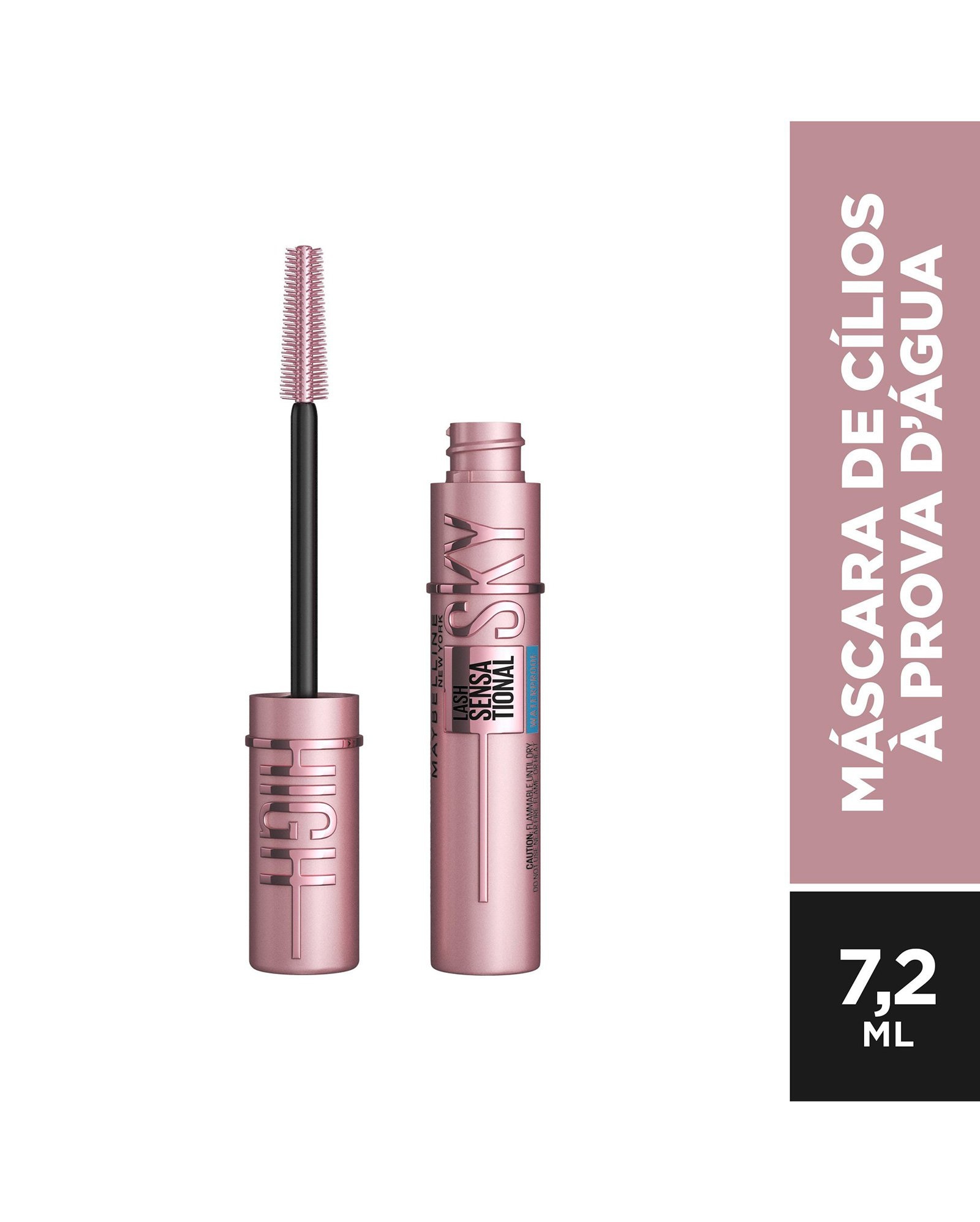 Máscara de cílios sky high à prova d'água preta | Maybelline