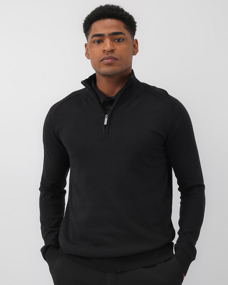 Riachuelo Blusa de tricot masculina gola alta com zíper preta - Main Image