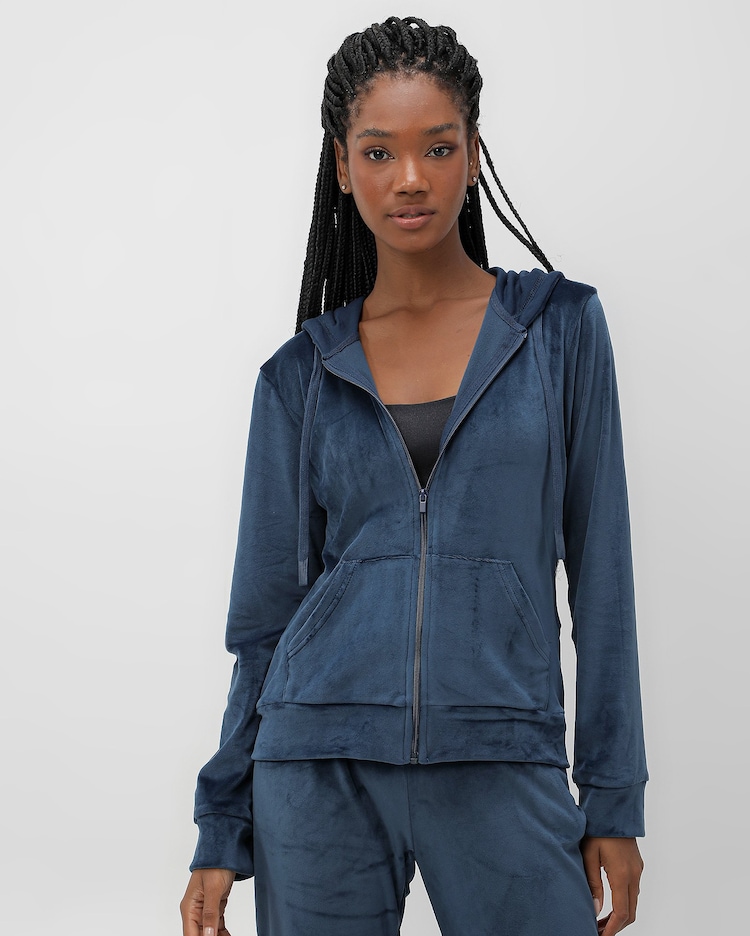 Riachuelo Jaqueta esportiva feminina de plush azul BodyWork by