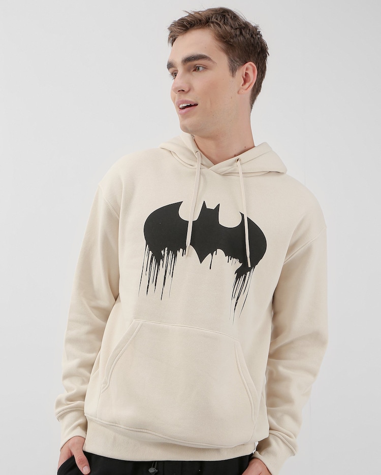 Riachuelo Blusa de moletom masculina fechada Batman bege DC Comics