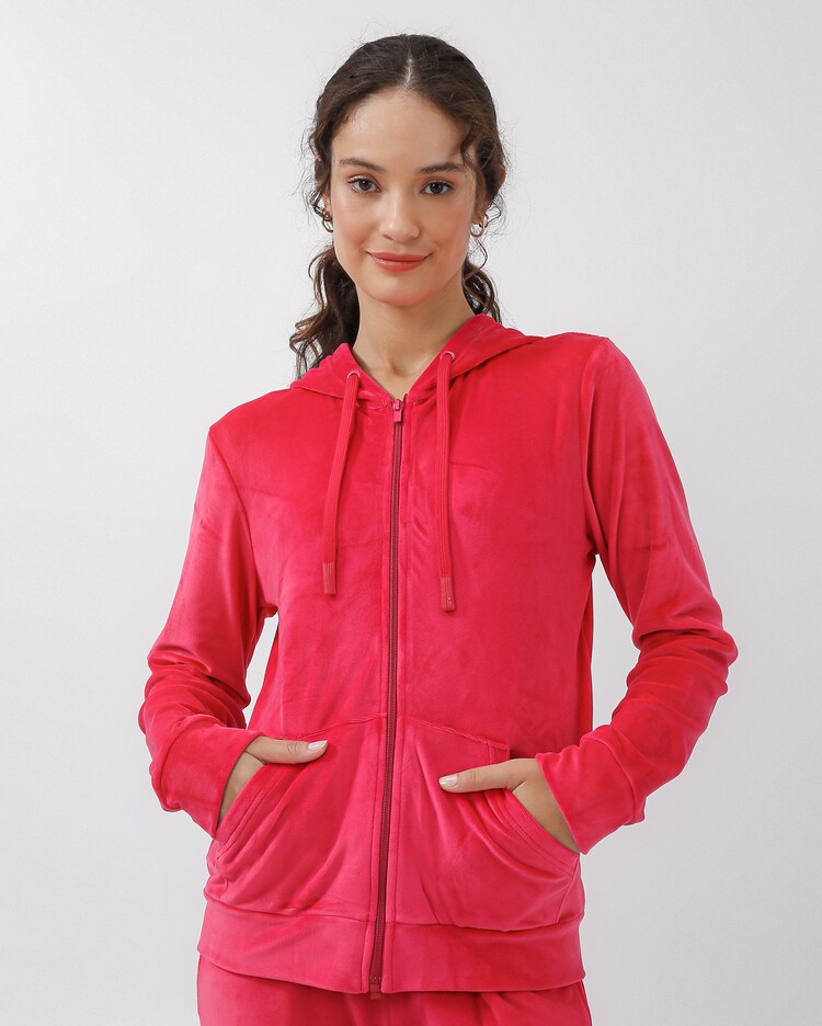 Riachuelo Jaqueta esportiva feminina de plush rosa BodyWork by