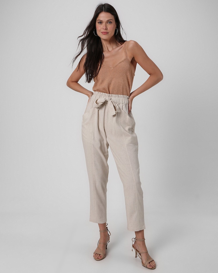 Riachuelo Calça feminina clochard viscolinho bege AK by Riachuelo