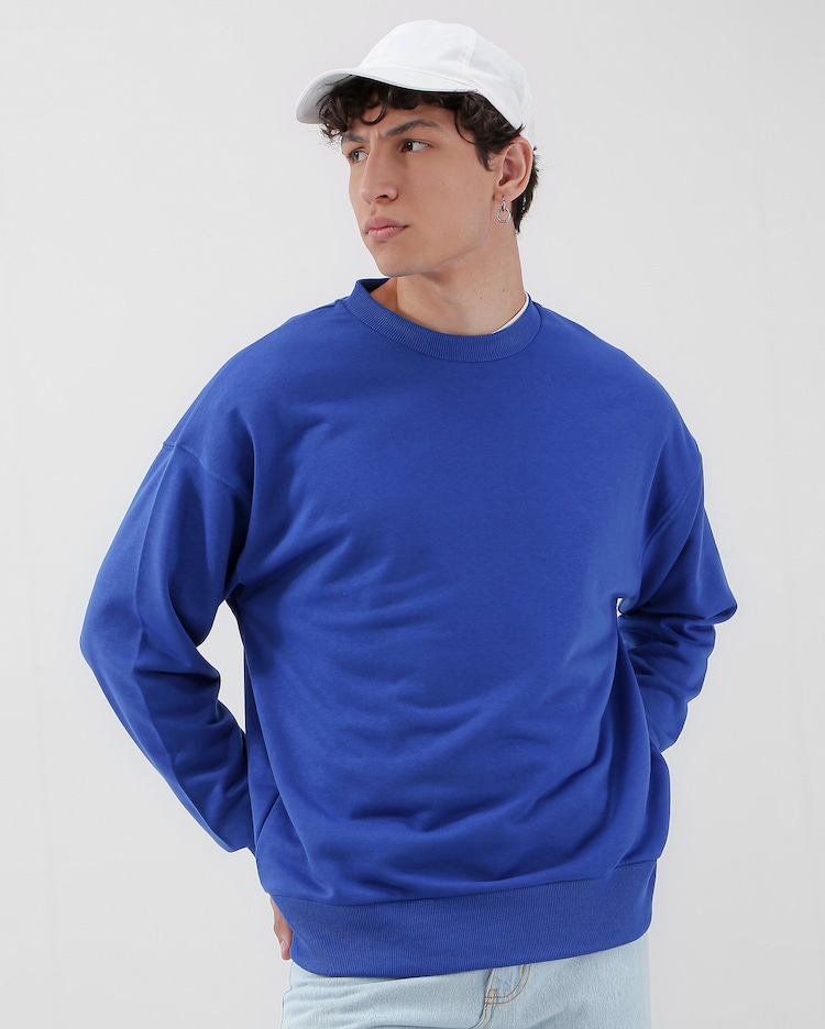 Riachuelo Blusa de moletom masculina sem felpa azul Pool by