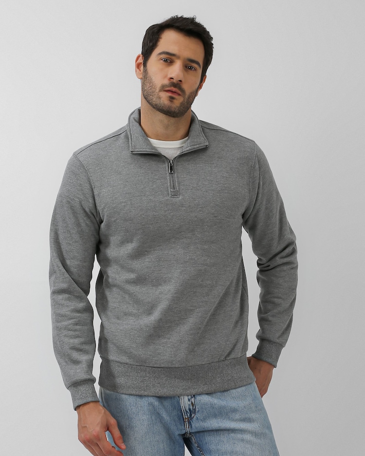 Riachuelo Blusa de moletom masculina fechada com zíper cinza