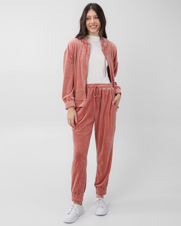 Riachuelo Calça feminina de plush jogger rosa Pool Basics by