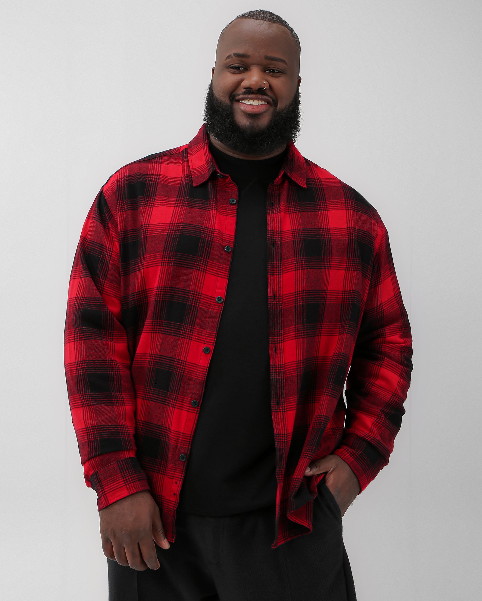 Riachuelo | Camisa plus size masculina xadrez manga longa vermelha