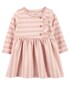 Vestido bebê evasê listrado rosa | Carter's 