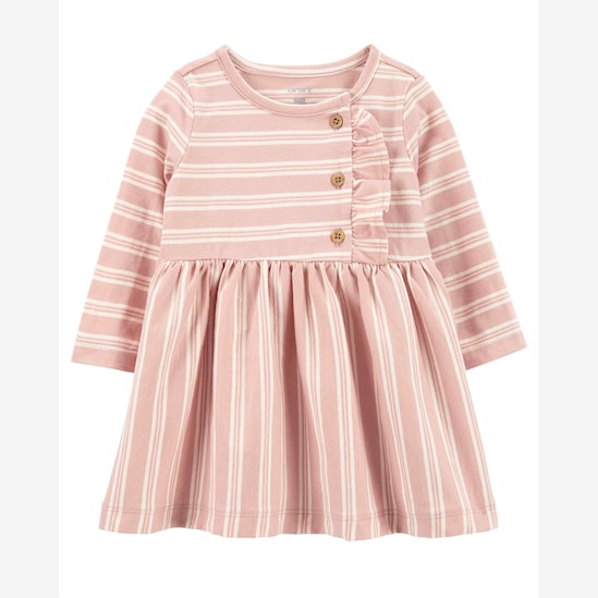 Vestido bebê evasê listrado rosa | Carter's 