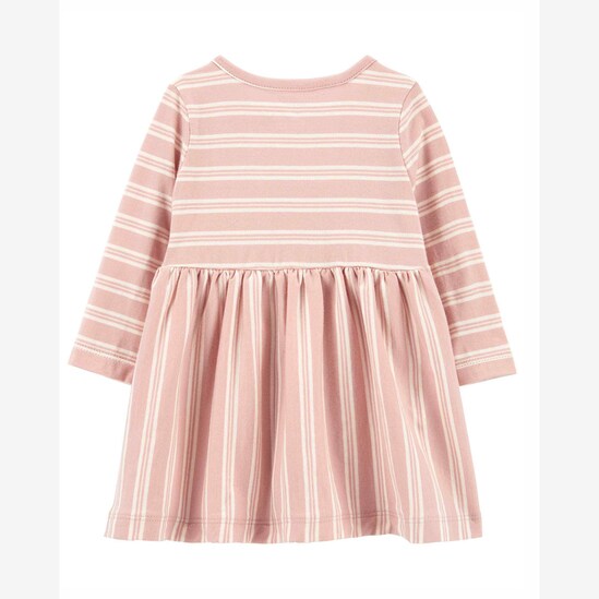Vestido bebê evasê listrado rosa | Carter's 