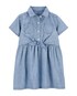 Vestido jeans curto infantil com amarração denim claro | Carter's
