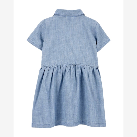 Vestido jeans curto infantil com amarração denim claro | Carter's