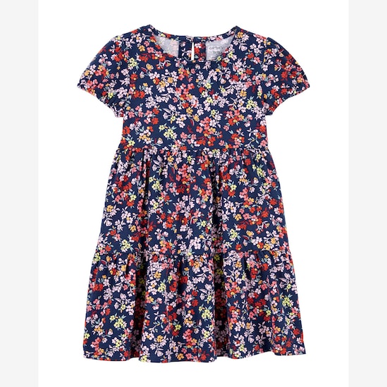 Vestido curto infantil floral azul | Carter's