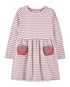 Vestido curto infantil manga longa listrado branco | Carter's