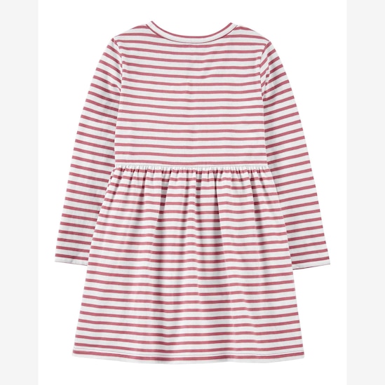 Vestido curto infantil manga longa listrado branco | Carter's