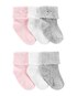 Kit meia bebê 6 pares punho trabalhado rosa | Carter's