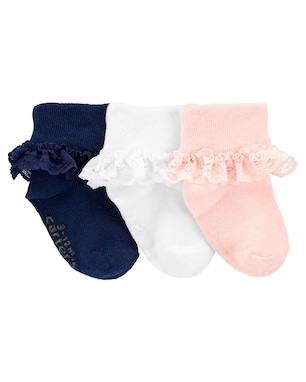 Kit meia bebê 3 pares babados branco | Carter's