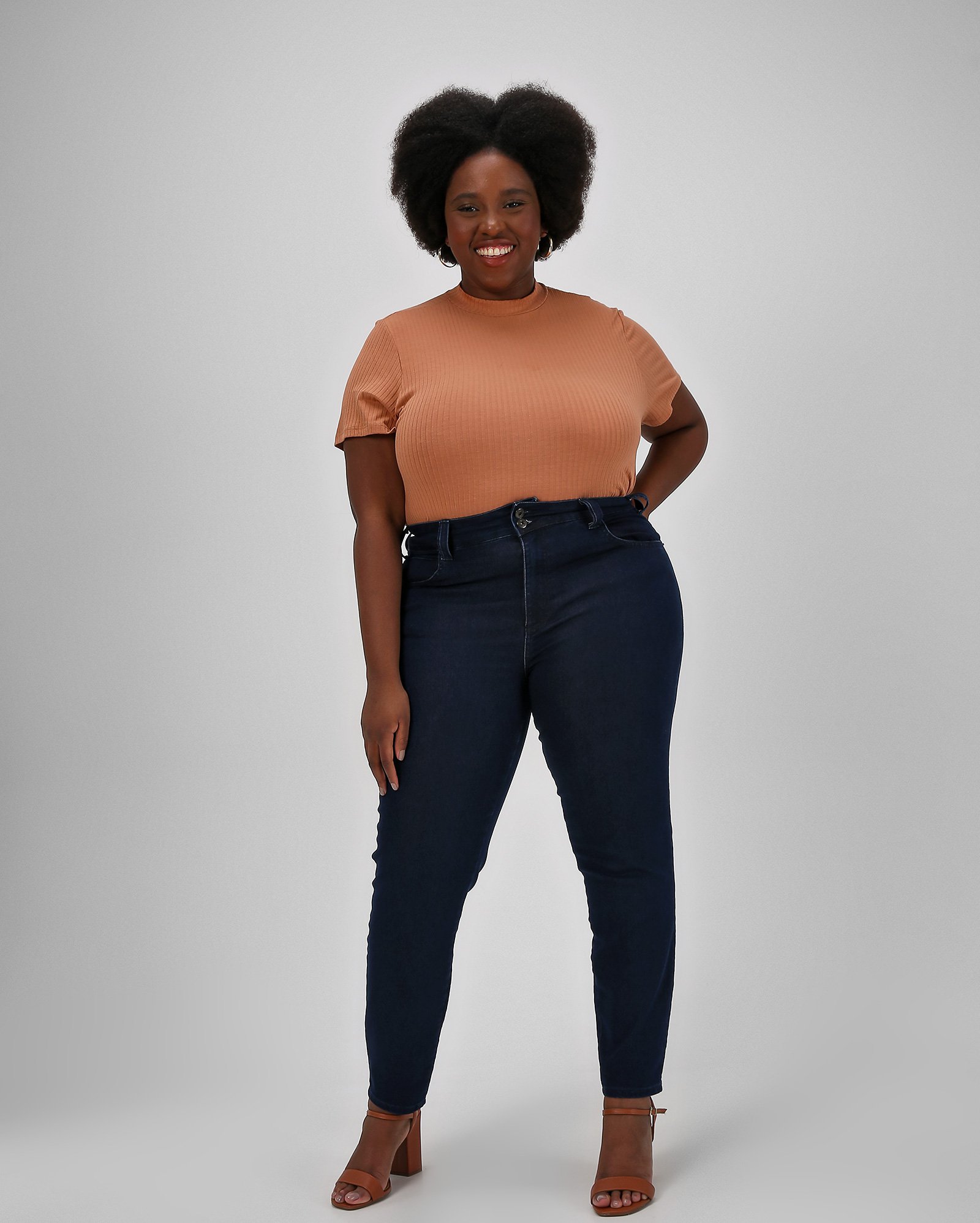 Calça jeans plus size feminino skinny denim escuro | AK Plus by Riachuelo