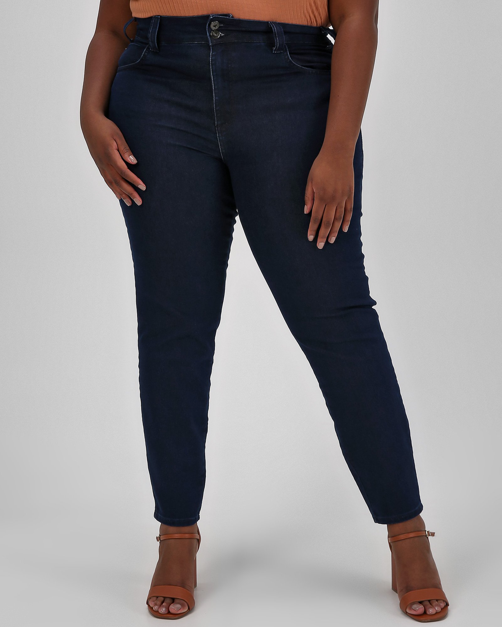 Calça jeans plus size feminino skinny denim escuro | AK Plus by Riachuelo