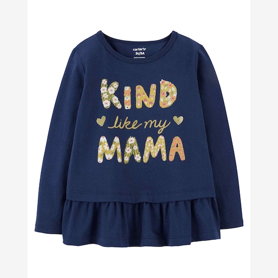 Camiseta infantil kind like my mama azul | Carter's