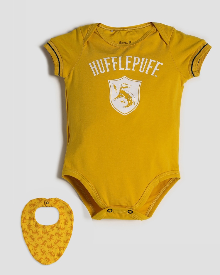 Riachuelo Body bebê Lufa-Lufa Harry Potter babador amarelo