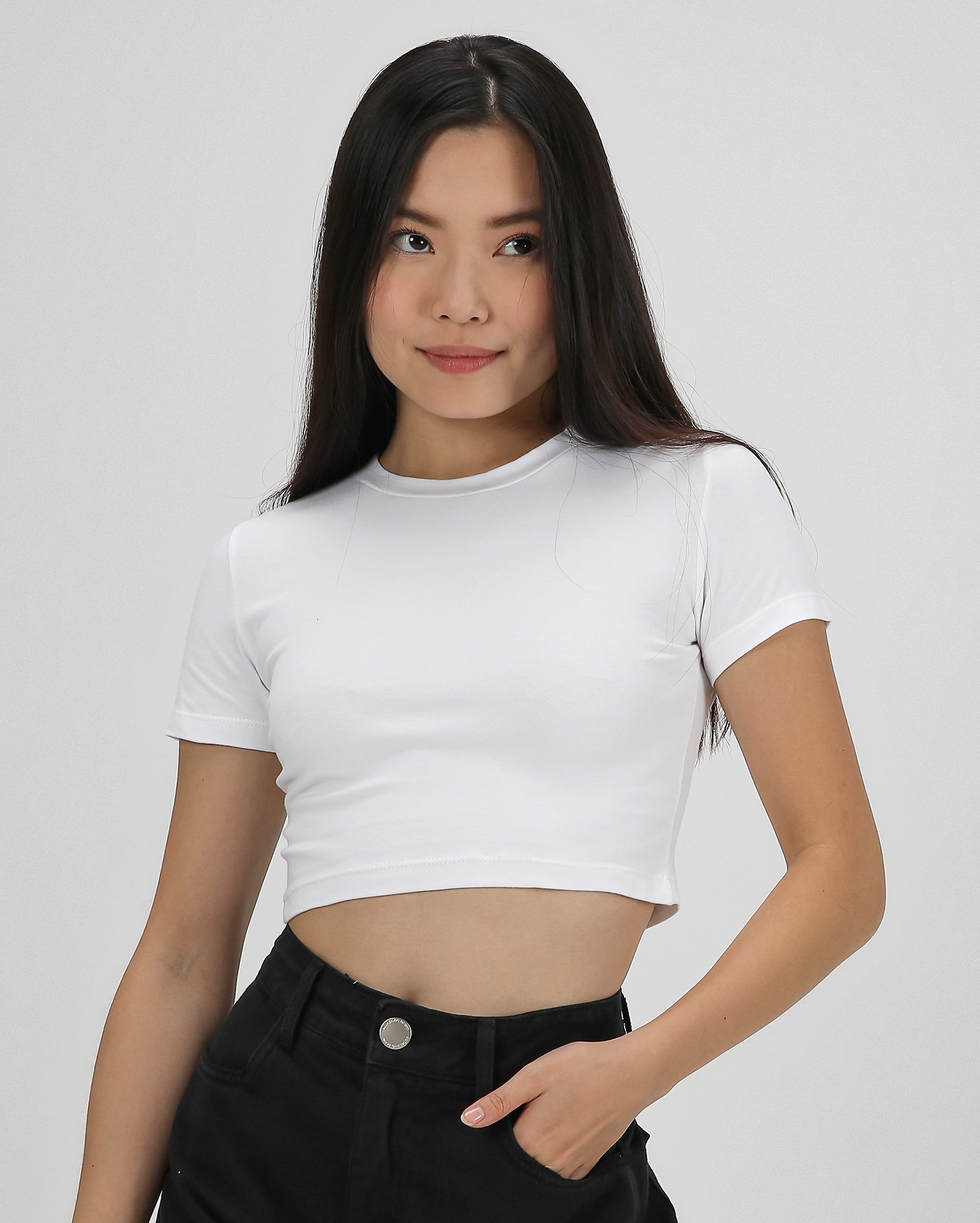 Camiseta cropped juvenil lisa - Branco | Pool