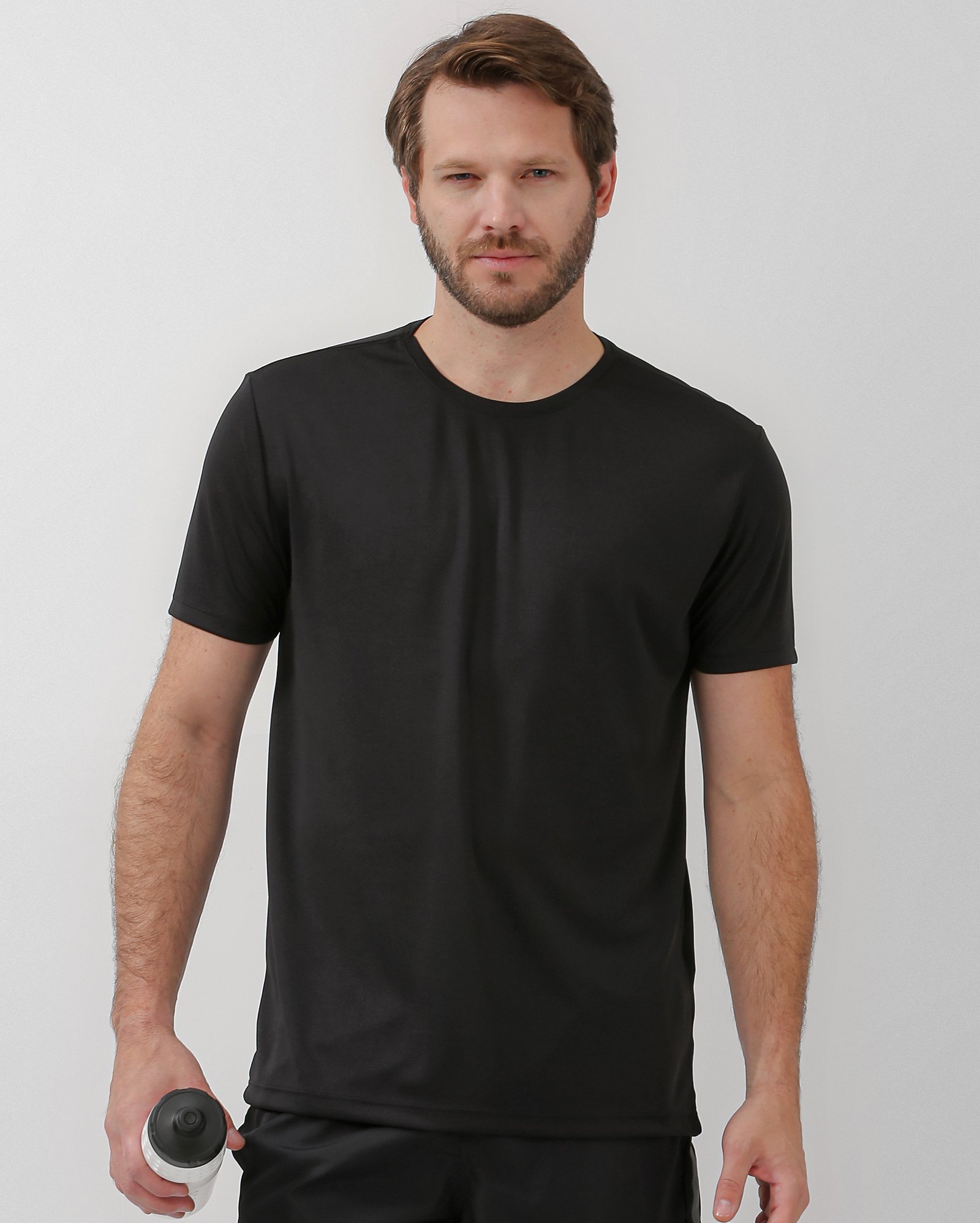 Camiseta esportiva masculina sport fit lisa - Preto | BodyWork by Riachuelo
