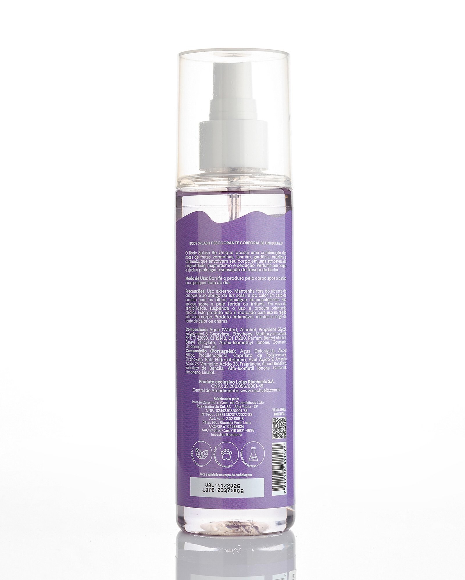 Riachuelo | Body splash desodorante corporal be unique 200ml roxo | be.U
