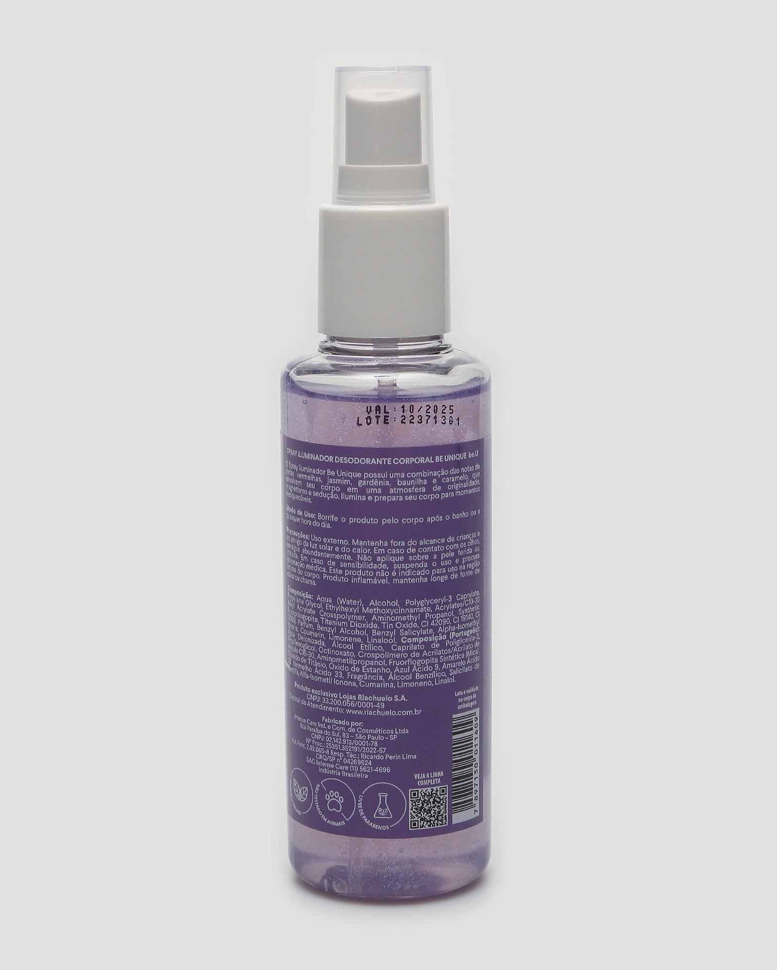 Body splash iluminador be unique 140ml lilás | be.U by Riachuelo
