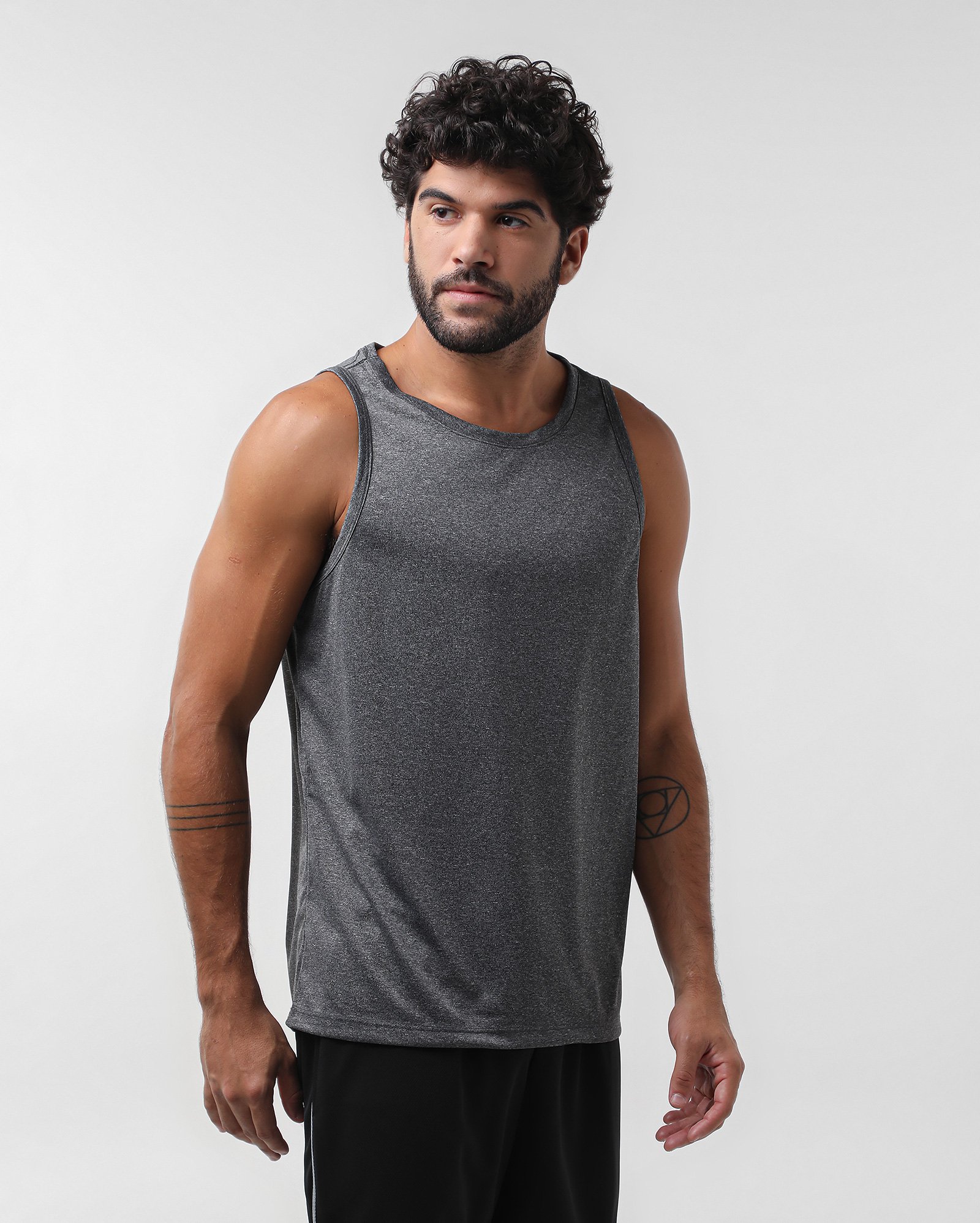 Regata esportiva masculina lisa - Cinza Escuro Mescla | Body Work