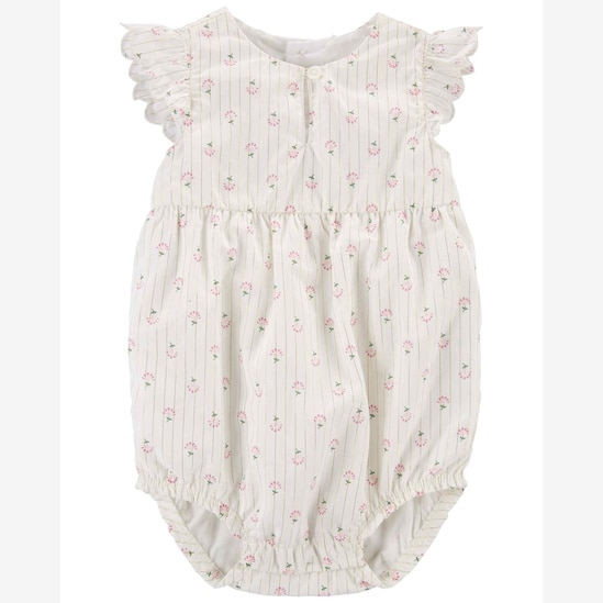 Banho de sol bebê floral com listras branco | Carter's