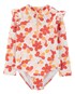 Maiô bebê manga longa floral laranja | Carter's