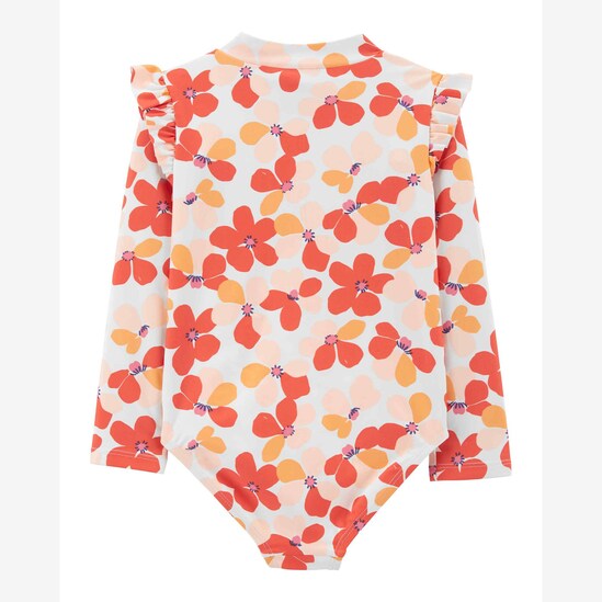 Maiô bebê manga longa floral laranja | Carter's