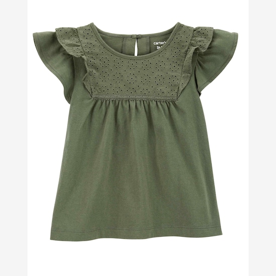 Blusa infantil gola com laise verde | Carter's
