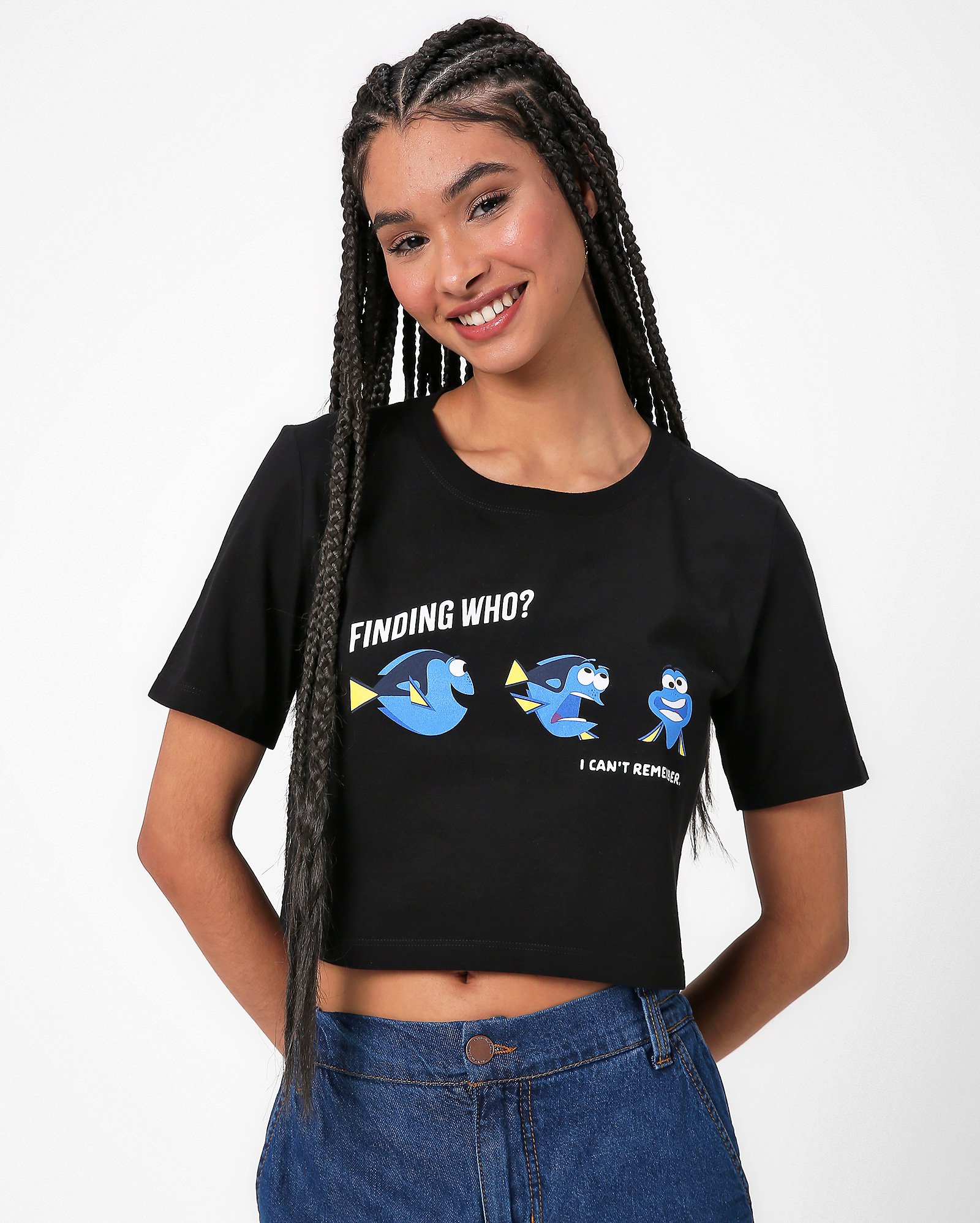 Riachuelo | Camiseta cropped ampla Disney Dory preta | FANLAB