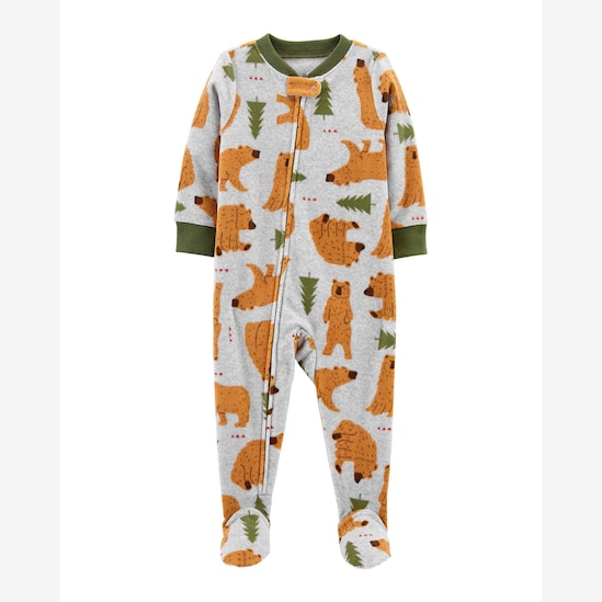 Macacão pijama infantil fleece bichinho na floresta cinza | Carter's
