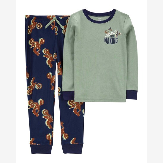 Pijama longo infantil 2 peças motociclista azul | Carter's