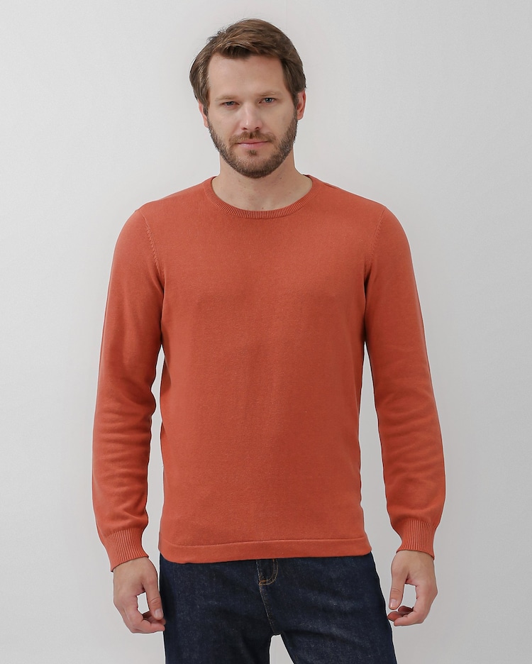 Riachuelo Suéter masculino de tricot laranja Original by Riachuelo