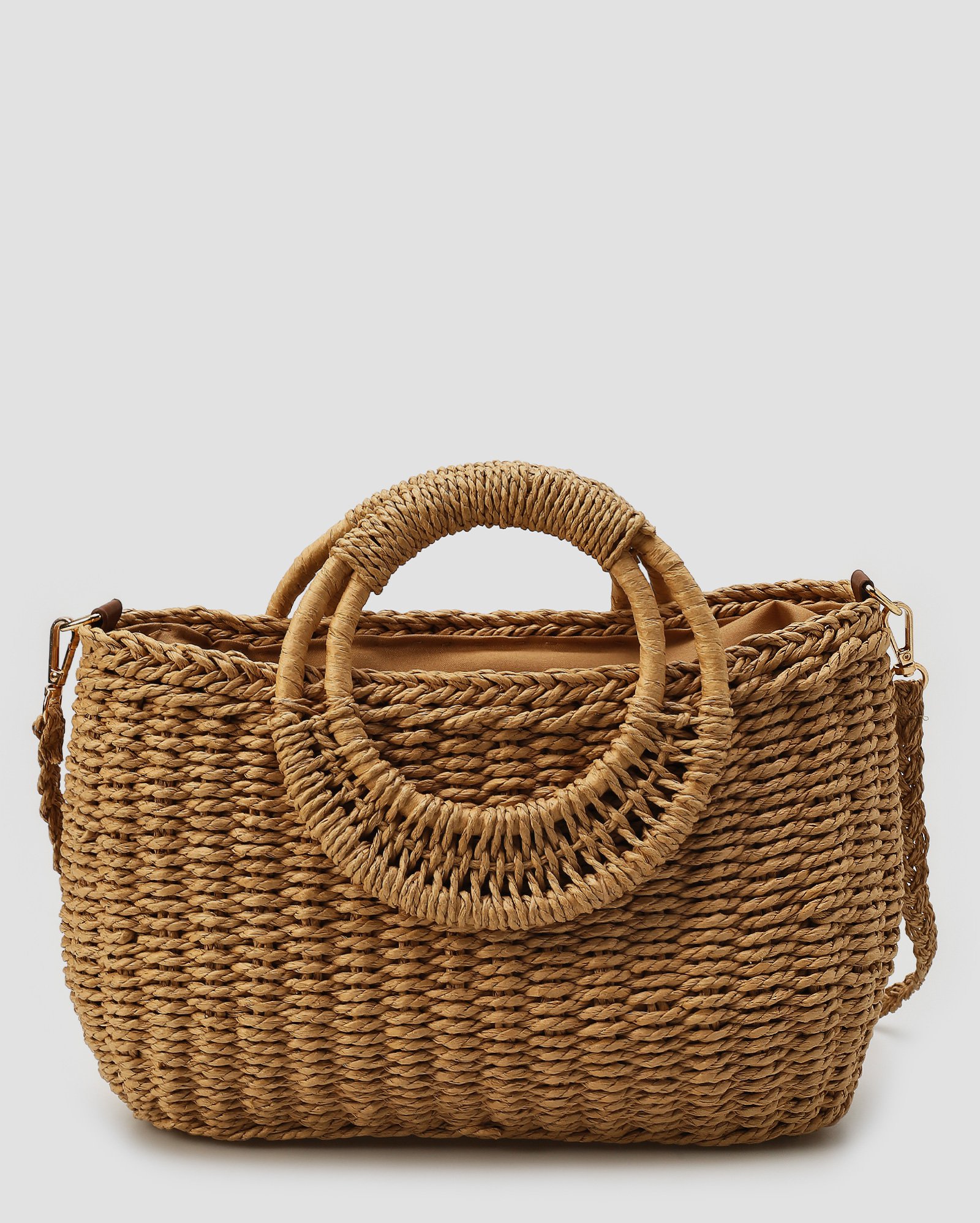 Riachuelo | Bolsa de palha com alças redondas bege | Accessori by Riachuelo