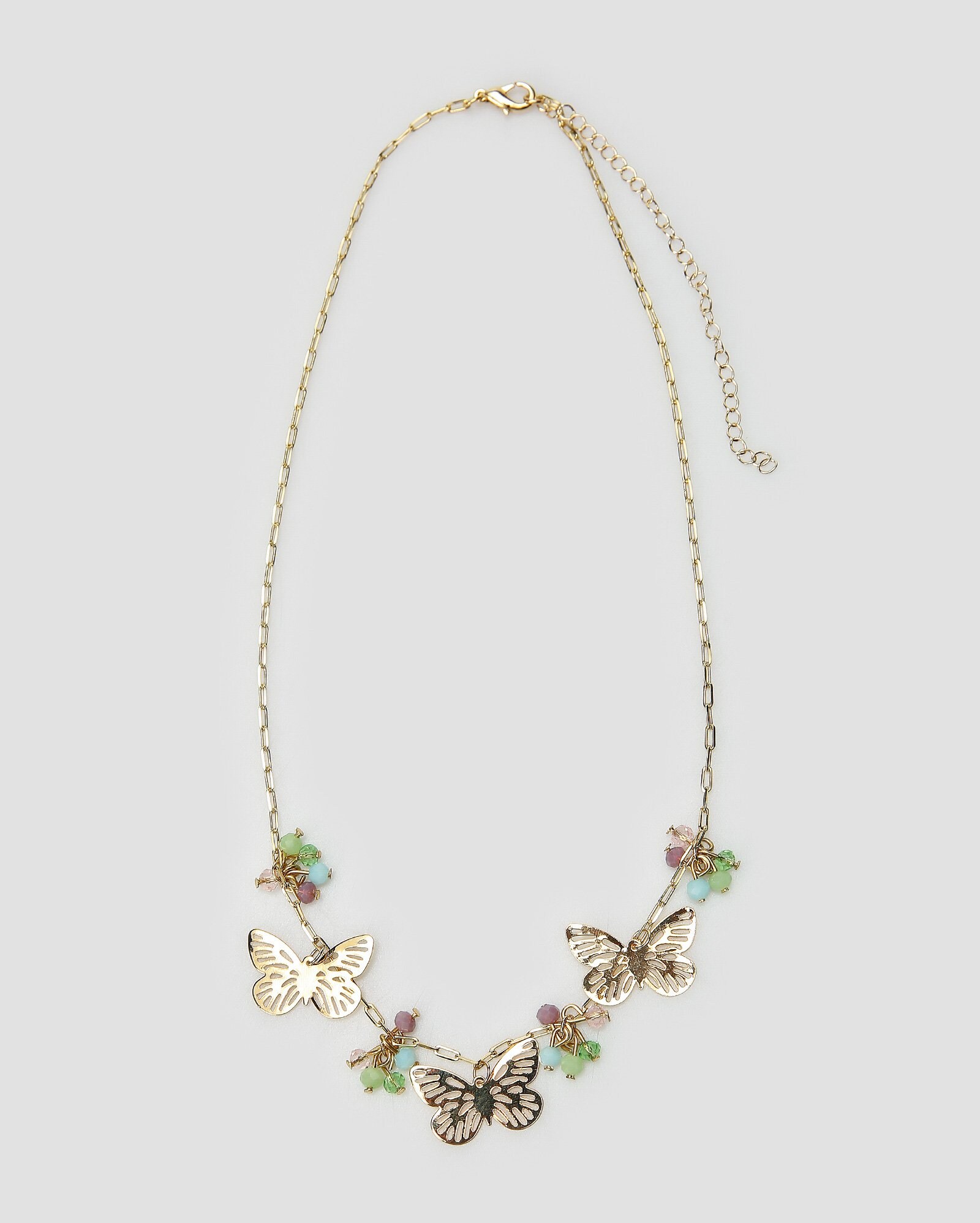 Riachuelo | Colar feminino corrente com borboletas dourado