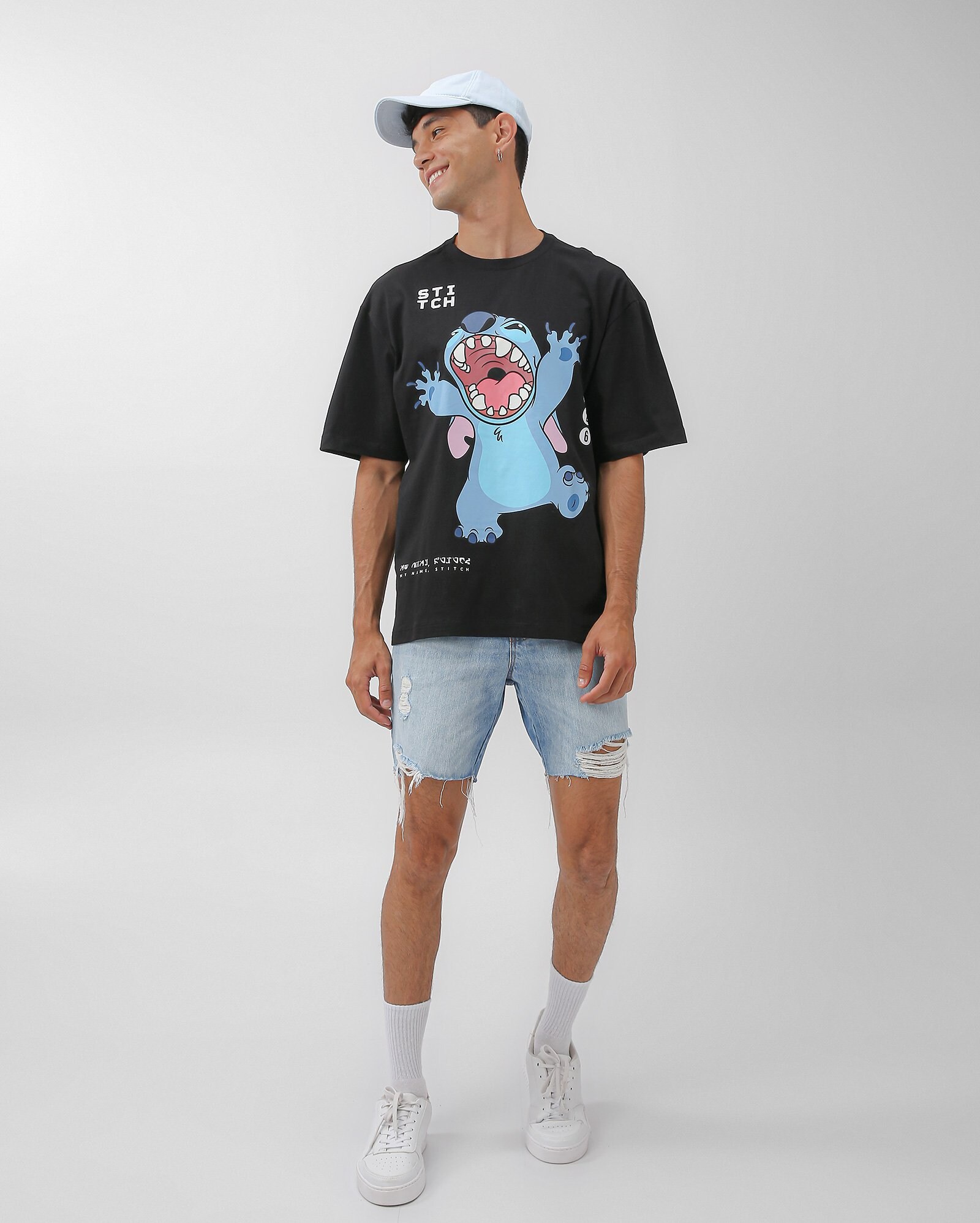 Camiseta Básica Masculina Gola V Em Algodão AZUL