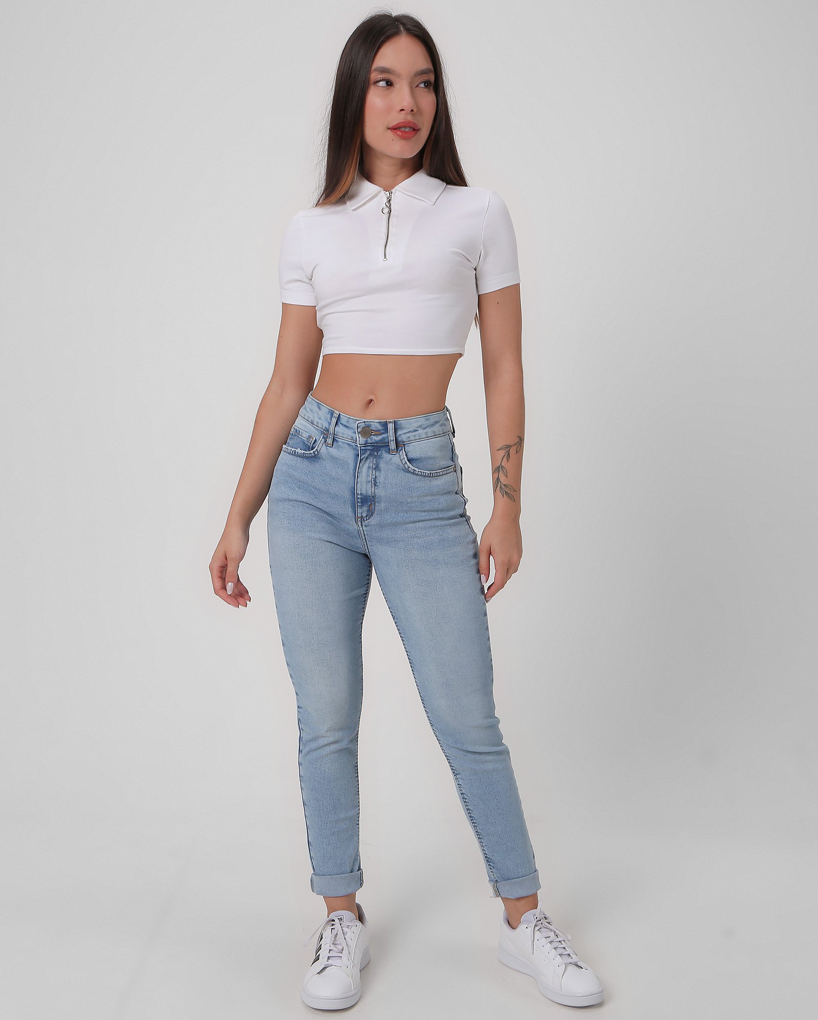Calça jeans feminina skinny cintura alta denim claro | Pool by Riachuelo