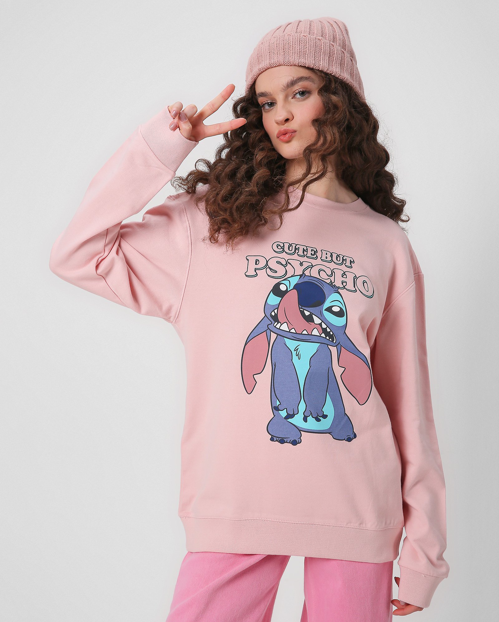 Stitch Casaco Moletom Rosa Feminino Moletom Flanelado Casaco Blusa