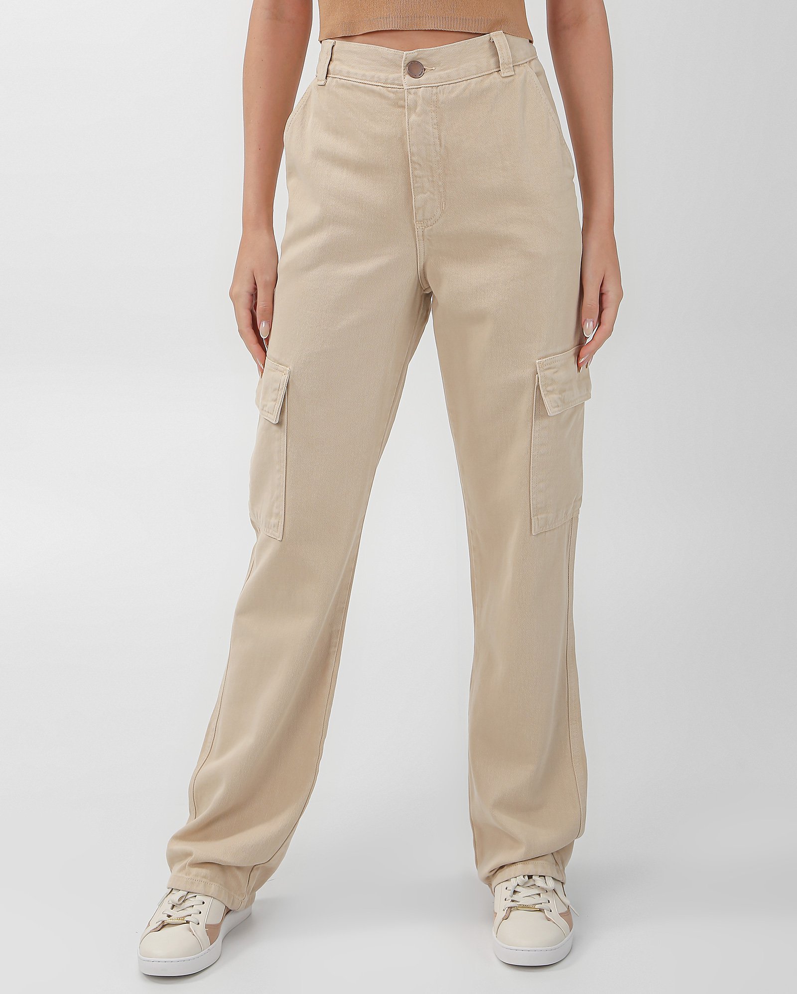 Riachuelo | Calça black jeans feminina cargo - Bege | Pool Jeans