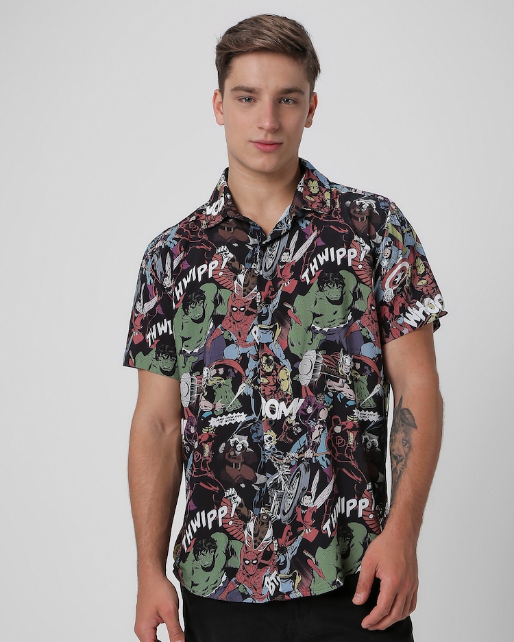 Riachuelo Camisa masculina heróis clássicos preta Marvel